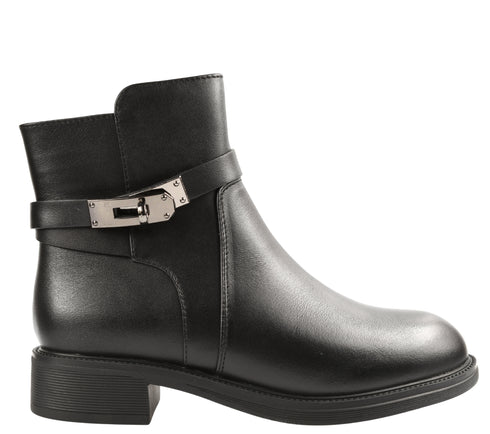 Ghete casual, dama, FORMAZIONE, 9570 negru, piele naturala